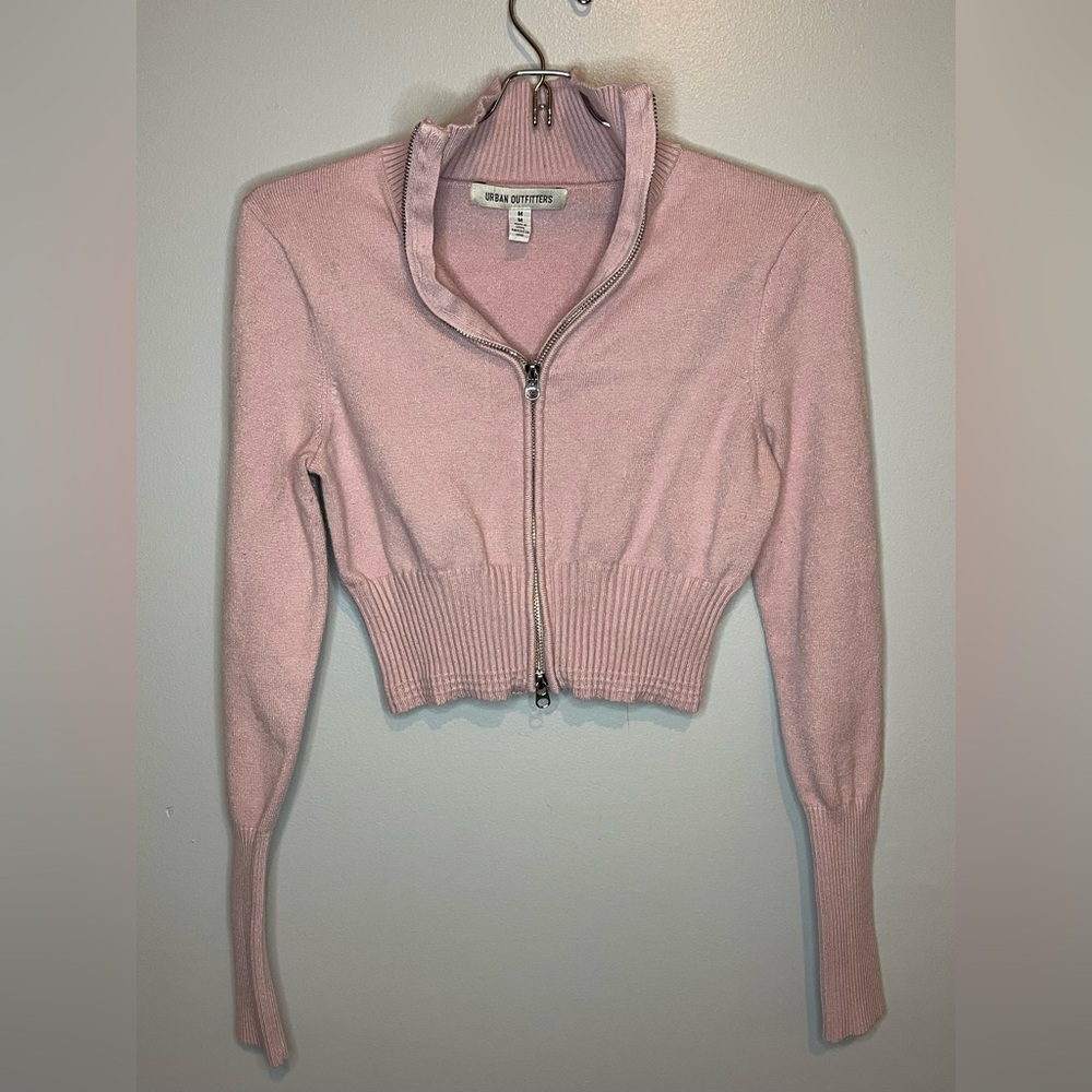 Urban Outfitters Light Pink Zip-Up Cardigan